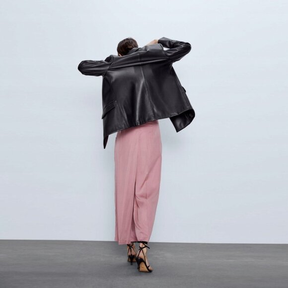 NEW Zara Dusty Rose Pink High Waist Wide Leg Culottes Pants, Size S - Picture 5 of 16